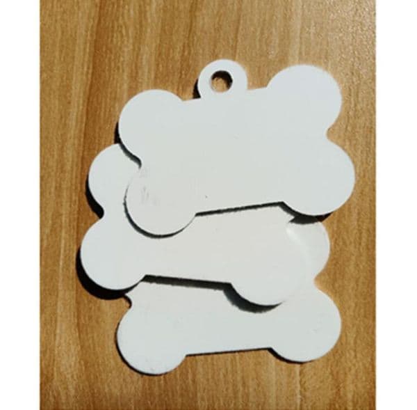 2021 DHL300pcs Sublimation DIY Blank White Metal Bone Pet Dog tag ID Card