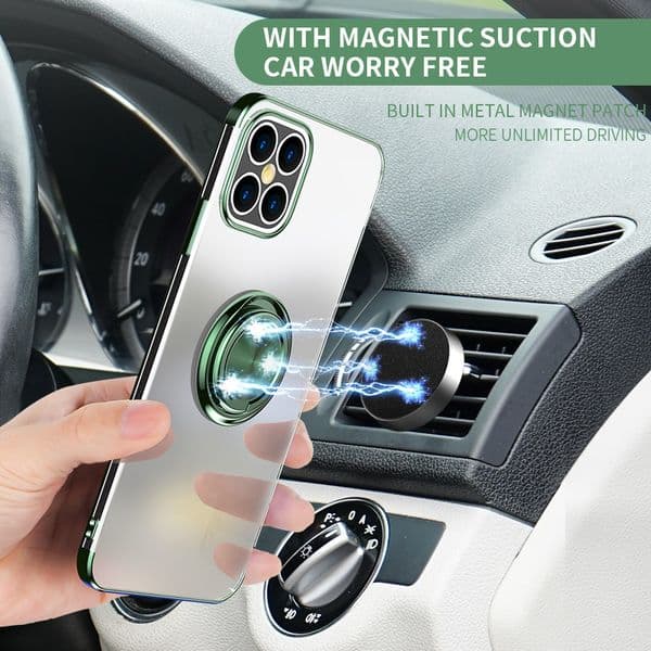 Magnet Ring Holder Phone Cases Stand For iPhone 13 12 11 Pro Max XS XR X 7 8 Plus Luxury Plating Silicone Protective Cover Case 360 Rotating (Multiple colors available)