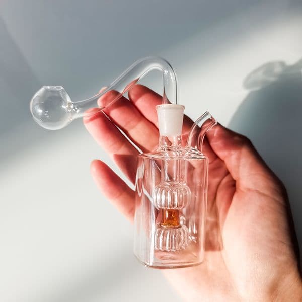 Mini 10mm Glass Hookah Smoking Pipe Smoke Shisha Diposable Glass Pipes Oil Burner Tobacco Bowl Ash Catchers Bong Percolater Bubbler Whole Set