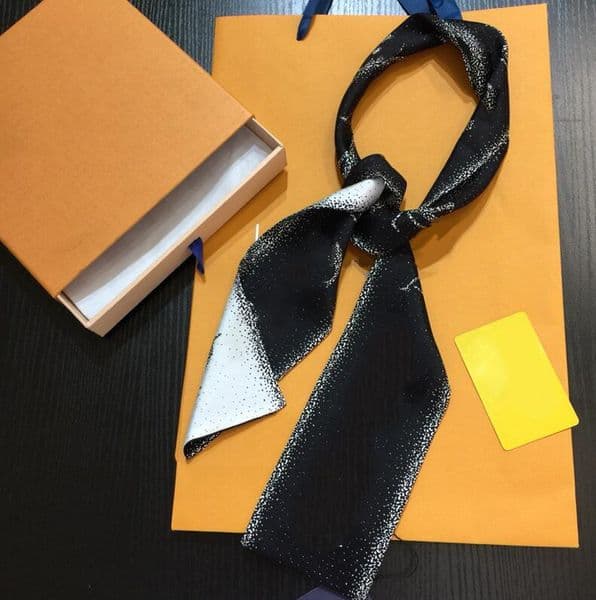 Fashion Designer Scarfs for Women Square Scarves Neck Cravat Headbands Super Soft Top Silk Ribbons Hair Bands 120*8cm 10 Styles High Quality