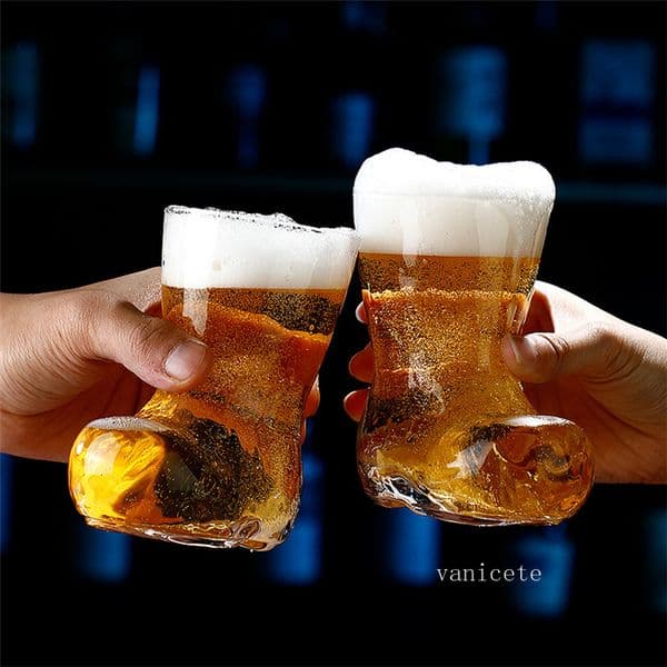 Wine Glasses 300ml Creative Boot Shape Glass Cup Transparent Coffee Mug Milk Juice Bar Club Beer mugs Cocktail cups Personaliy Gift ZC961