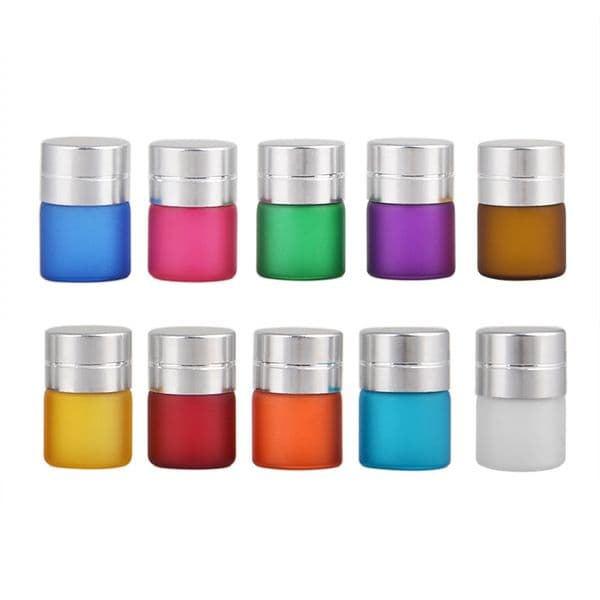 1ml Frosted Color Essential Oil Glass Bottle Perfume Sample Vials Container Thin Glass With Plug And Caps