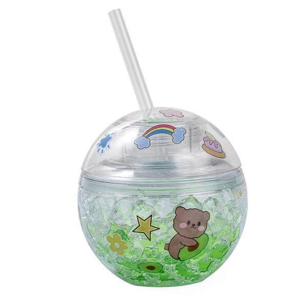 Kids Plastic Straw Cup 13oz Reusable Milk Coffee Tumbler With Lid For School Home Travel