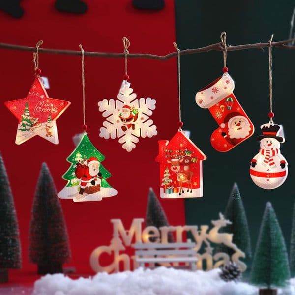 Santa Claus Christmas Tree LED String Lights Garland Snowflakes Christmas-Decoration for Home Fairy Light New Year Xmas Decor socks, trees, stars pattern