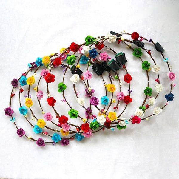 Flashing LED Hairbands strings Glow Flower Crown Headbands Light Party Rave Floral Hair Garland Luminous Decorative Wreath