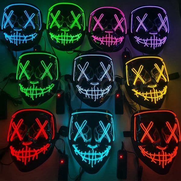 Halloween Mask LED Light Up Funny Masks The Purge Election Year Great Festival Cosplay Costume Supplies Party Mask RRA4331