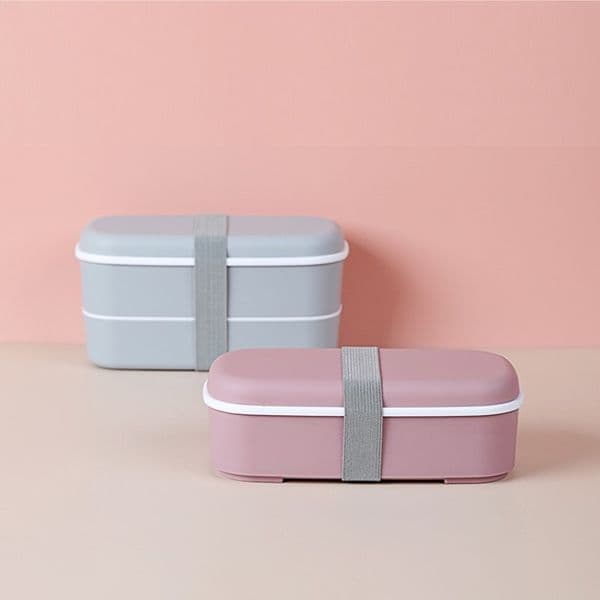 2 Layers Lunch Box Eco-Friendly Bento Box Food Container Microwavable Refrigerator Portable Dinnerware School Office Lunch Box