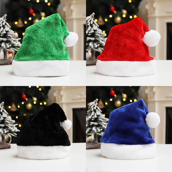 Christmas Santa Claus Hats 7 Colors Short Plush Caps Festival Party Cosplay Costumes Cap Xmas Decoration Accessories DH9878
