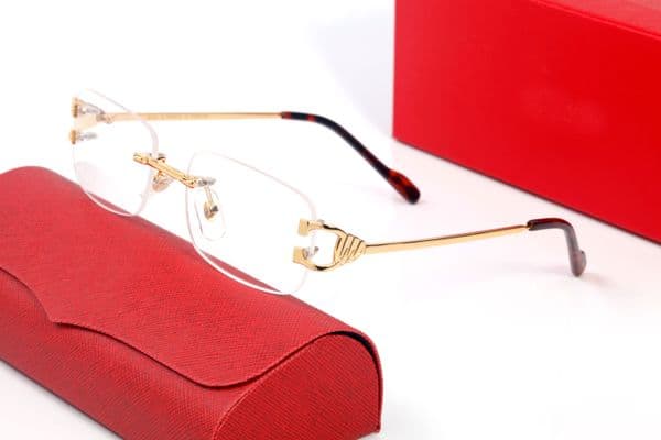 Mens glasses clear lens Metal Gold Frame Eyeglasses Optical sunglasses for women fashion brand spectacles rimless With box Lunettes De Soleil