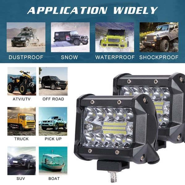 1pcs Car Working Light Spotlight Off-road Truck Ship Motorcycle Bright LED Modified Lights Auto Waterproof IP67 6000K Spot Beam Lamp Floodlight