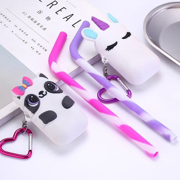 Creative Food-grade Environmentally Friendly Silicone Straws Portable Silicones Folding Strawses Cute Juice Drink WH0132