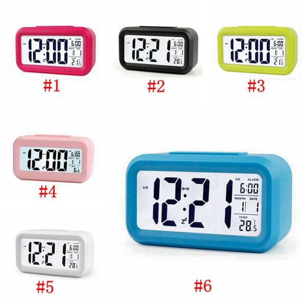 Smart Sensor Nightlight Digital Alarm Clock with Temperature Thermometer Calendar Silent Desk Table Clock Watch RRA4532