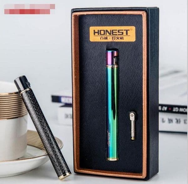 Cigarette Honest Gas Lighter Super Thin Smoking Accessories Grinding Wheel Butane Flame Refillable Lighters For Lady Gift