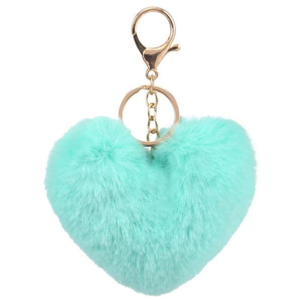 Keychains Heart Ball Pom Keychain Fluffy Faux Rabbit Fur Pompom Women Bag Pendant Jewelry Key Chains Party Gift