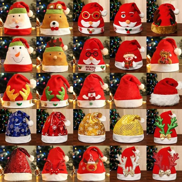 2023 Christmas Hats Red And White Child Cartoon Christmas Hat Santa Claus elk led Glowing hat Christmas theme party Decoration For kids