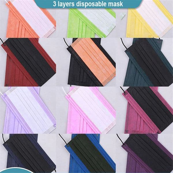 15 Colors Disposable Masks Breathable Dust-proof 3-layer Protective Face Mask
