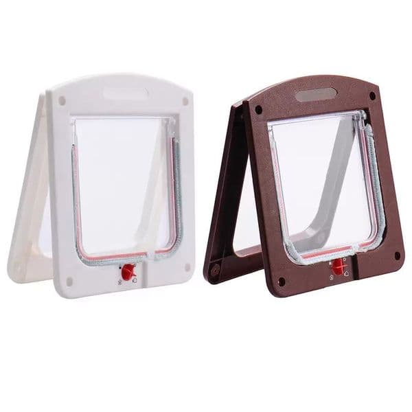 2021 New Durable Plastic 4 Way Locking Magnetic Pet Cat Door Small Dog Kitten Waterproof Flap Safe Gate Safety Supplies