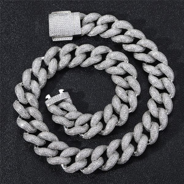 Heavy Chain Necklace 18mm Width 16/18/20/22/24inch Gold Plated Bling CZ Cuban Chain Necklace Bracelet for Men Punk Jewelry