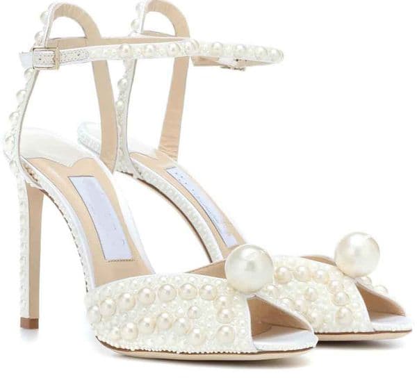 Summer Luxurious Brands Sacoras Dress Shoes White Pearls Leather Pumps Lady Stiletto Heel Ankle Strap bridal Wedding