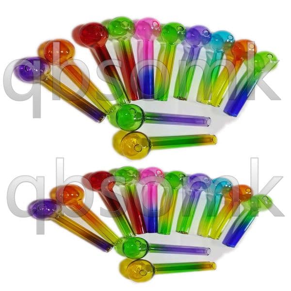 QBsomk Hookahs Glass Oil Burner Pipe Mini Spoon Hand Pipes Colorful Small Oil Burner Glass Straight Tube Colored Smoking Pipes