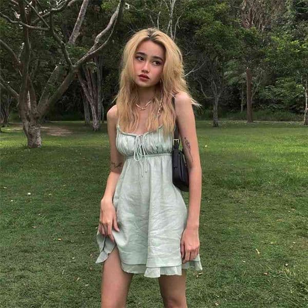 Mint Green Grunge Fairy Dresses Summer Spaghetti Strap Backless Sexy Sundresses Ruffles Strap Mini Dresses Women Clothes 210521