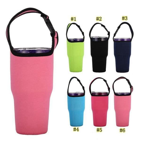 Neoprene Handheld Cup Cover Solid Color, 30OZ Tumbler Water Bottle Sleeve Carrier Travel Mug Holder Bag Case Pouch Warmer Thermal Cover
