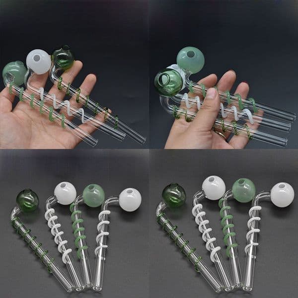 Wholesale Bent Spiral 14cm Glass Oil Burner Pipe Colorful Cute Pyrex Tubes Hand Pipes For Smoking