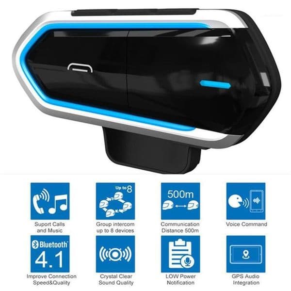 Motorcycle Helmet Wireless Bluetooth Headsets Riding Hands FM Radio Stereo MP3 Easy Operation Waterproof LongStand1281w205b