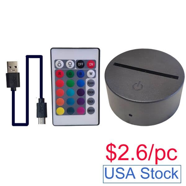3D Night Light Lamp Base Nightlight White Cracked LED USB Touch & Remote Control Table Desk Lamp for Gifts Bedroom Home Decor