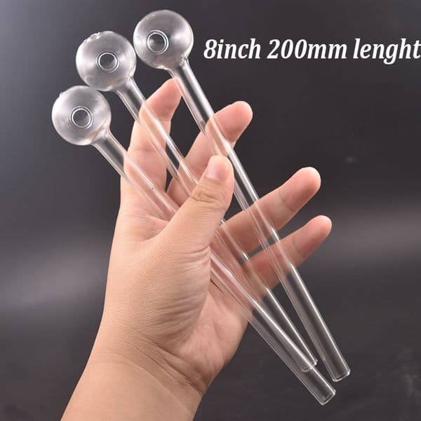 Smoking Accessories Big Size 8inch 200mm Glass Oil Burner Pipe Clear High Quality Glass Pipes