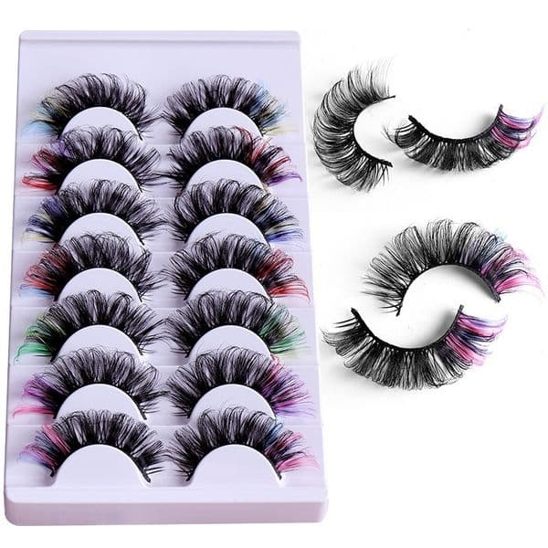 Fashion Color Thick Curled False Eyelashes Extensions Soft and Light Handmade Reusable Multi-layer 3D Mink Fake Lashes Easy to Wear Makeup for Eyes