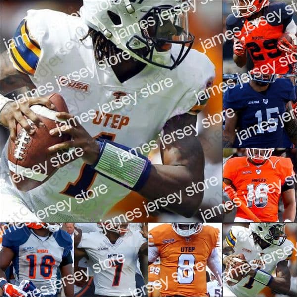 James Custom UTEP Miners Football Jersey College Reynaldo Flores Tyrice Knight Marcus Thomas Aaron Jones Gavin Hardison mens women youth