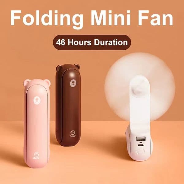 USB Mini Fan Portable Handheld Electric Fan Rechargeable Quiet Pocket Cooling Hand ventilador with Light Office Outdoor