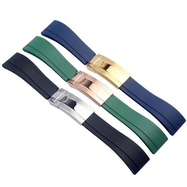 Watch Bands High Quality Rubber Strap For Wristband 20mm 21mm Black Blue Green Waterproof Silicon Watches Band Bracelet