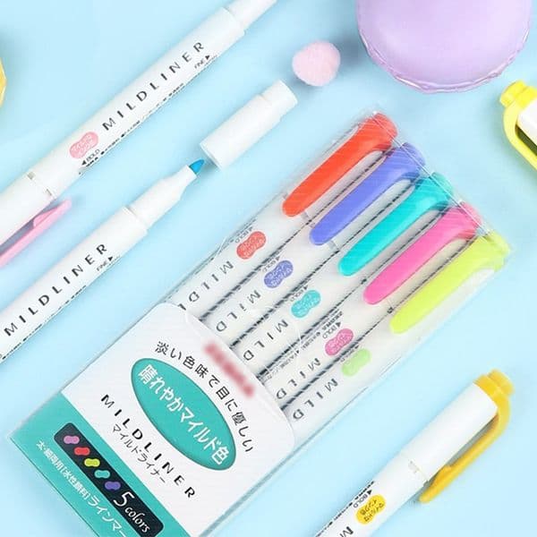 5pcs/set Of Double-Headed Highlighter Stationery Gentle Highlighter Color Drawing Painting Highlighters Art Marker Pen XG0245