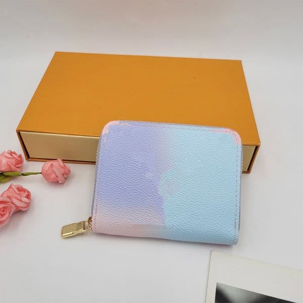 Luxury Designer zipper Wallets Women Fashion Gradient Leather Clutch Long Purses Classic Coin Purse Credit Card Key Wallet With box
