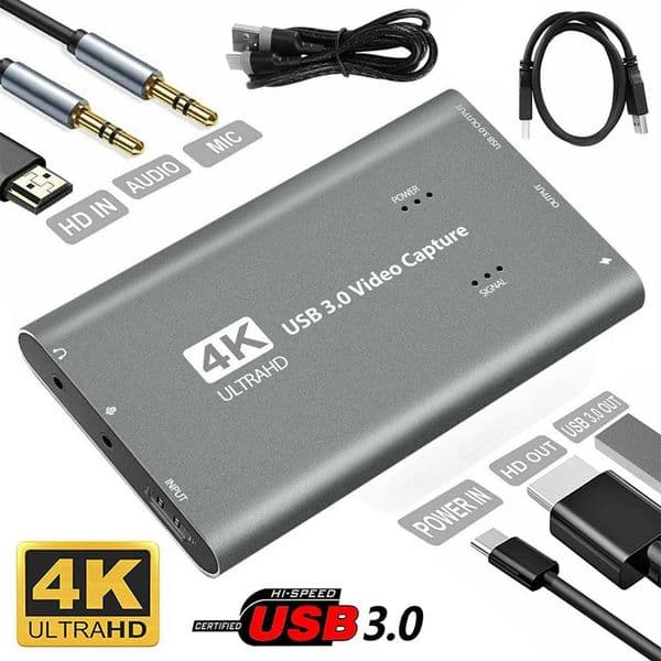 High Speed USB30 4K Loopout Video Capture Card cable compatible HD Game Live Recording Box Typec Connector267K