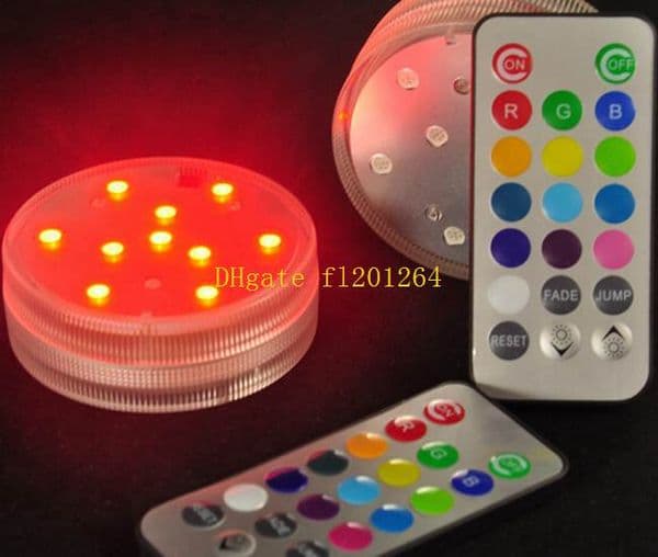 20pcs/lot 7cm Diameter Waterproof Submersible Multicolors RGB LED Under Vase Light Base With Mini New Remote