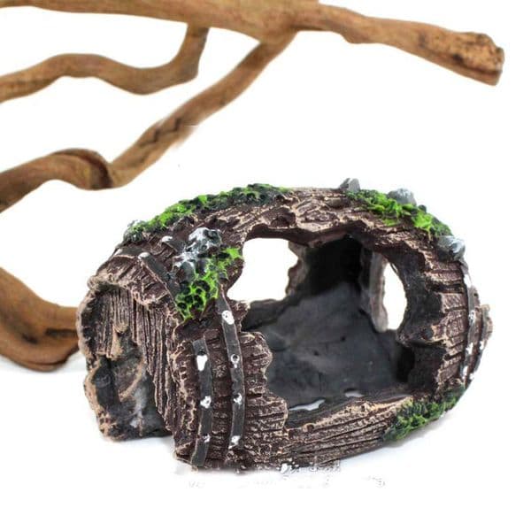 Unique Design Vivid Colors Home Resin Aquarium Fish Tank Decoration Artificial Broken Barrel Cave Ornament Cask free shipping