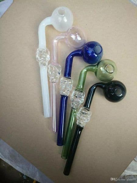 real image colorful glass pipe Skull Smoking Handle Pipes Curved Mini Handle water pipes Best Oil Burner