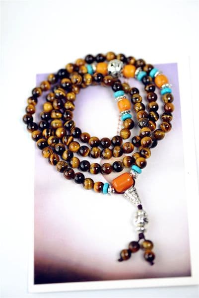 Natural yellow tiger eye stone bracelet 108 beads beads bracelet multi-layer men and women Buddha natural crystal bracelet hand string x47