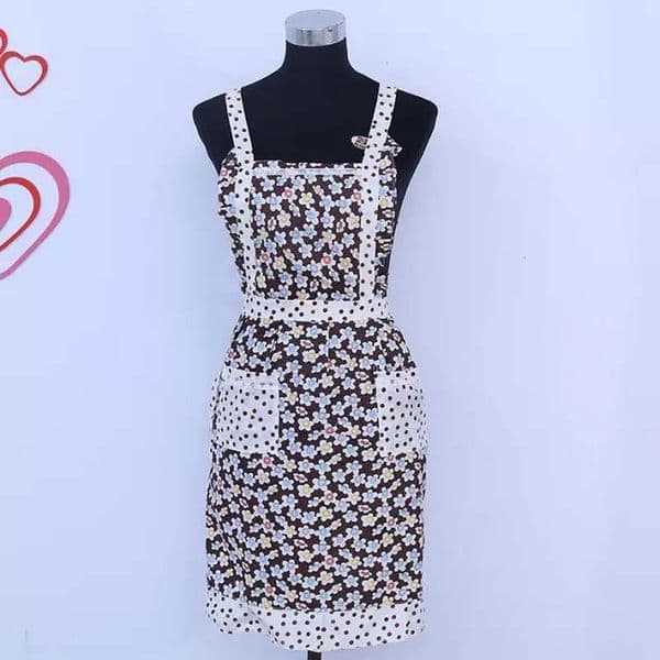 Korean Fashion Princess Home Kitchen Apron Double - Layer Pocket Anti-oil Antifouling Floral Sleeveless Apron Free Shipping