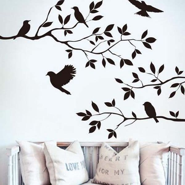 2016 Tree Branch and Birds Vinyl Art Wall Decal Removable Wall Sticker Home Decor wallpaper mural free shipping