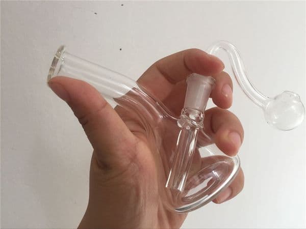 wholesale cheap 11cm Mini Pocket Glass Bongs Recycler Oil water bong Smoking Pipe mini oil burner thick glass bubbler