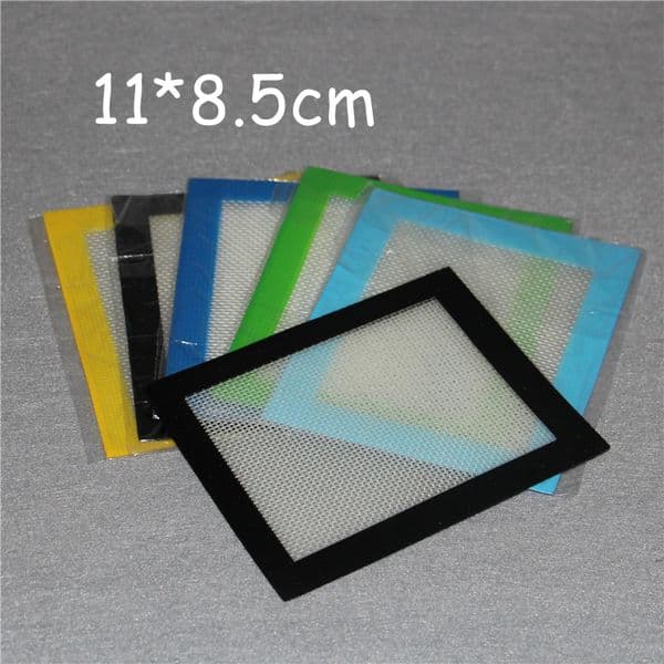 100pcs Silicone Mats Wax Non-Stick Pads Silicon Dry Herb Mat 11*8.5cm Baking Mat Dabber Sheets Jars Pad Green Blue Yellow Black