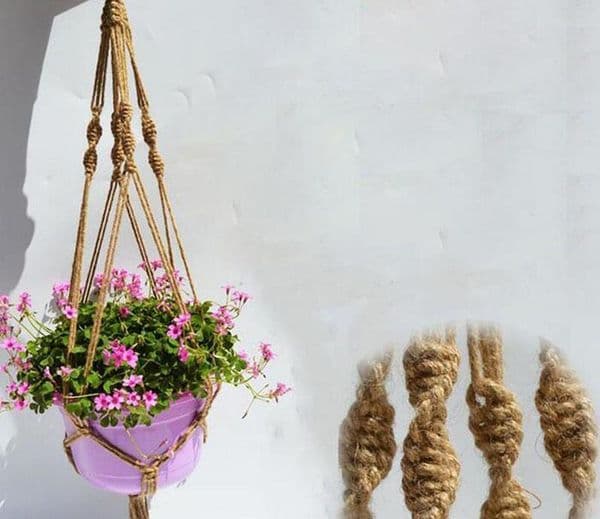 Plant Hanger Pot Holder Jute Rope Colorful Handmade Macrame 40 Inch Home Garden Decoration Hanging Flower Display