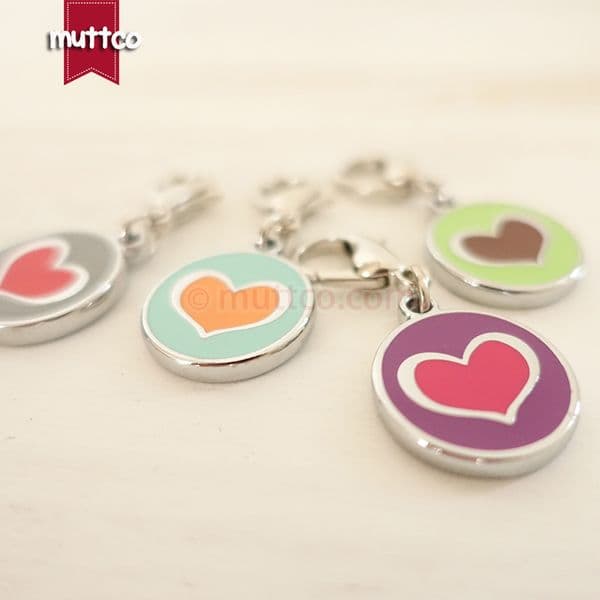 Freeship 20mm cute heart shape print 2colour dog tag dog id tags for pets metal round dog name tags collar blank charm