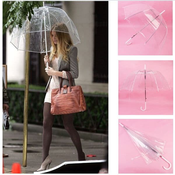 34" Big Clear Cute Bubble Deep Dome Umbrella Gossip Girl Wind Resistance PVC Transparent Long Handle Umbrellas Wholesale