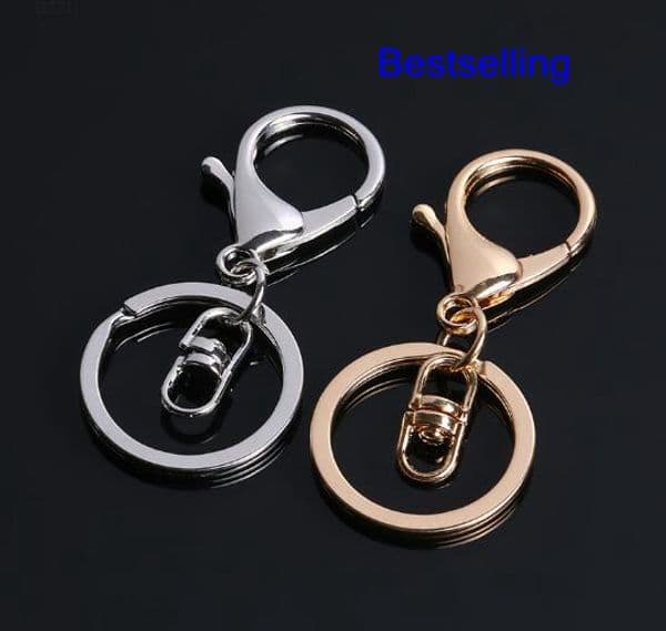 50pcs/Lot 30mm multi colors Key Chains Key Rings accessories Round gold silver color Lobster Clasp Keychain