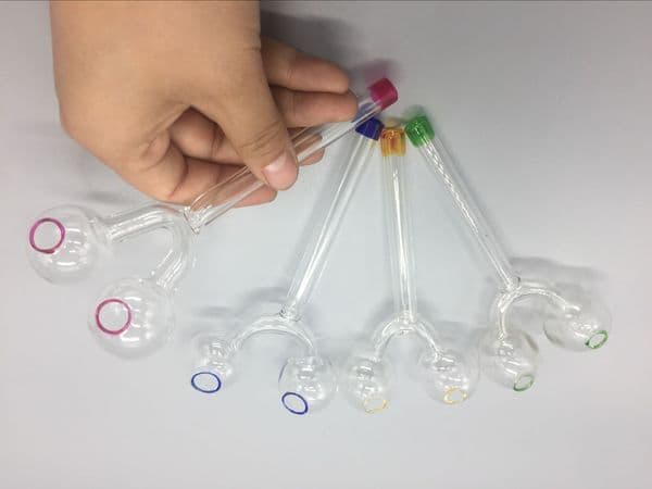 new style 14cm Glass Oil Burner Double Burner glass pipes Smoking Tube water pipe for hookah glass bongs IN STOCK